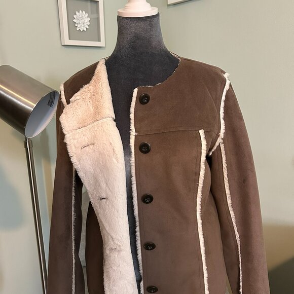 J.Jill Faux Suede & Shearling Jacket | Mocha Brown | SP Petite - Picture 4 of 8